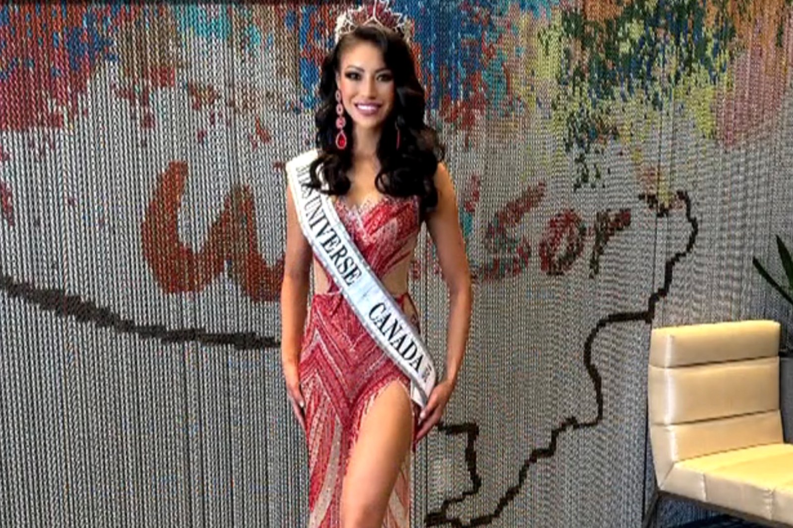 Ashley Callingbull, former Miss Universe Canada winner, on stage